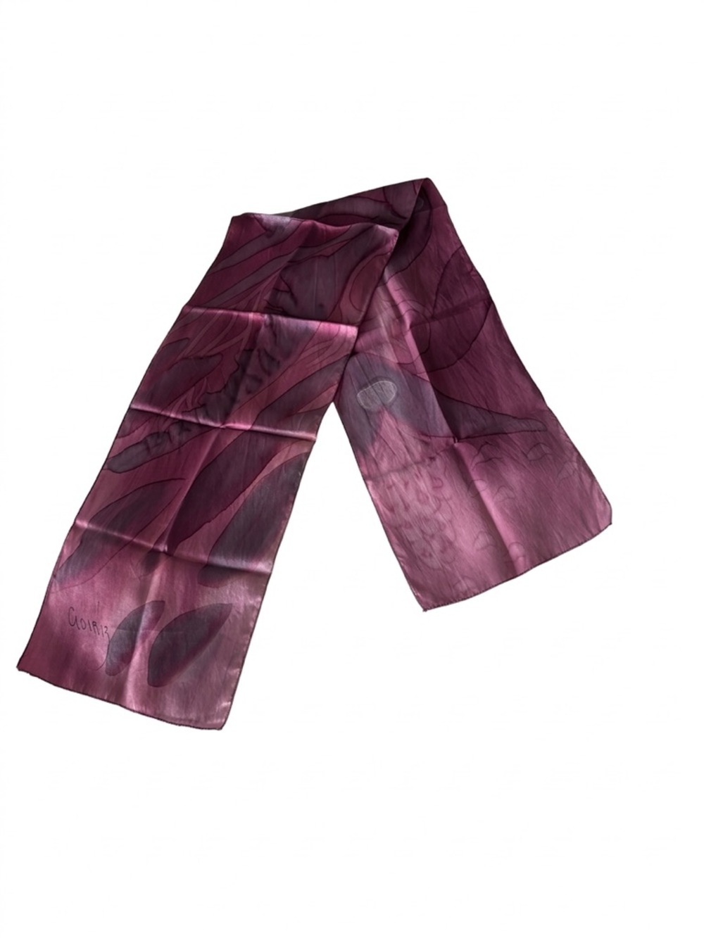Hand Painted Silk-Feel Abstract Art Scarf - Plum & Mauve Artisan Made Signature